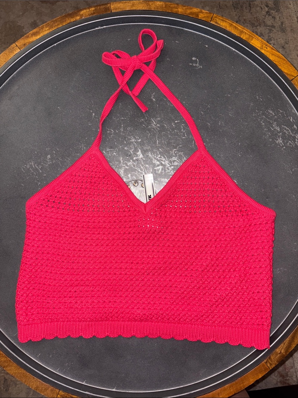 NWT Pink Crochet Halter Top
